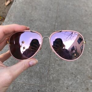 Chanel Pink Aviator leather trim CC logo & chain handles Sunglasses 4219-Q